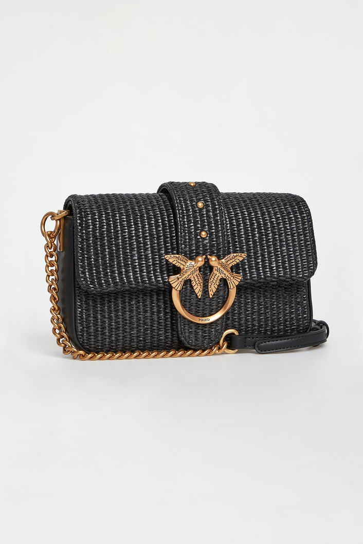 Torebka damska z rafii Mini Slouchy Fl Rafia PINKO