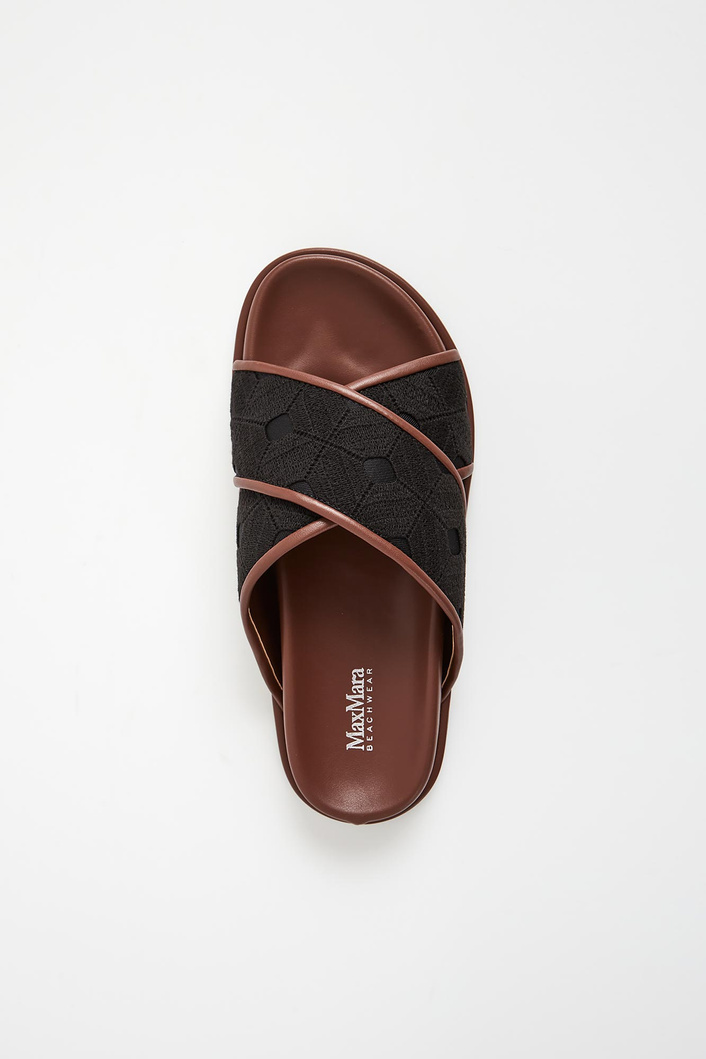 Klapki damskie skórzane Peonie MAX MARA BEACHWEAR