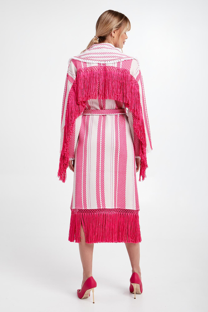 Płaszcz damski z frędzlami ELISABETTA FRANCHI