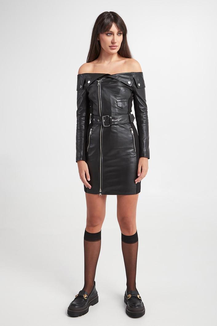 Sukienka skórzana KARL LAGERFELD