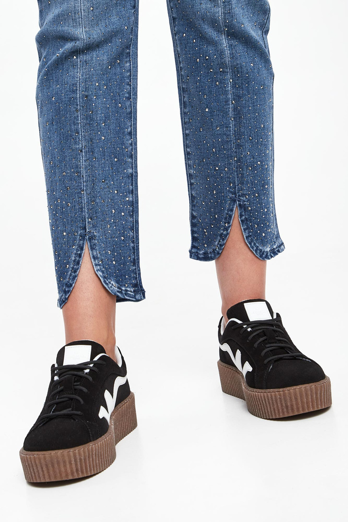 Jeansy damskie z kryształkami JOSEPH RIBKOFF