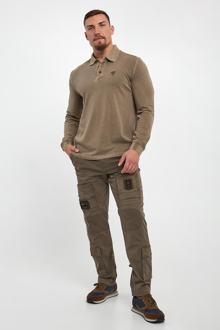 Longsleeve męski z kołnierzem polo AERONAUTICA MILITARE