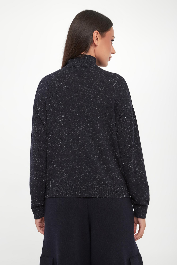 Sweter damski wełniany z nicią metaliczną PESERICO