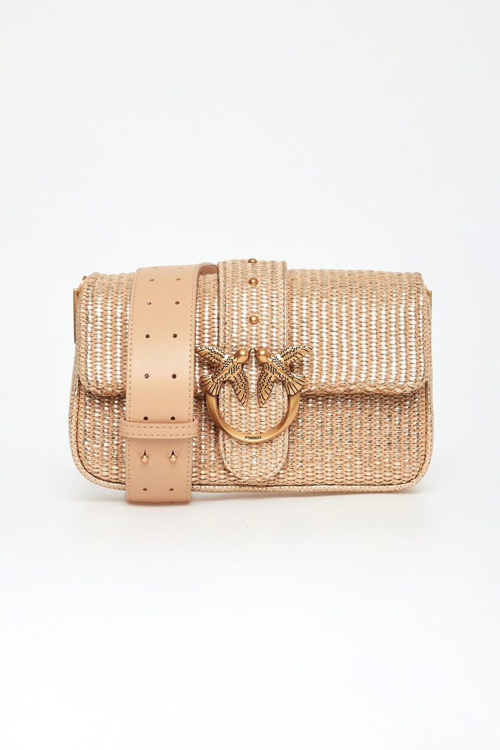 Torebka damska Love One Mini Slouchy Rafia Laminata PINKO