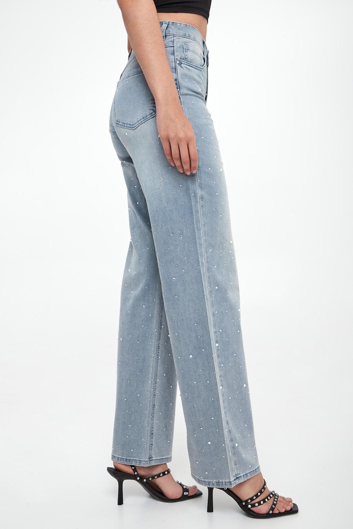 Jeansy damskie z kryształkami JOSEPH RIBKOFF