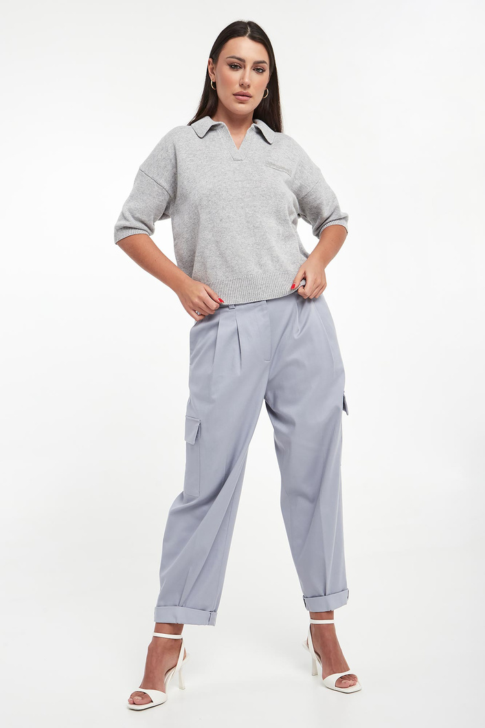 Sweter damski wełniany z kołnierzem polo PESERICO