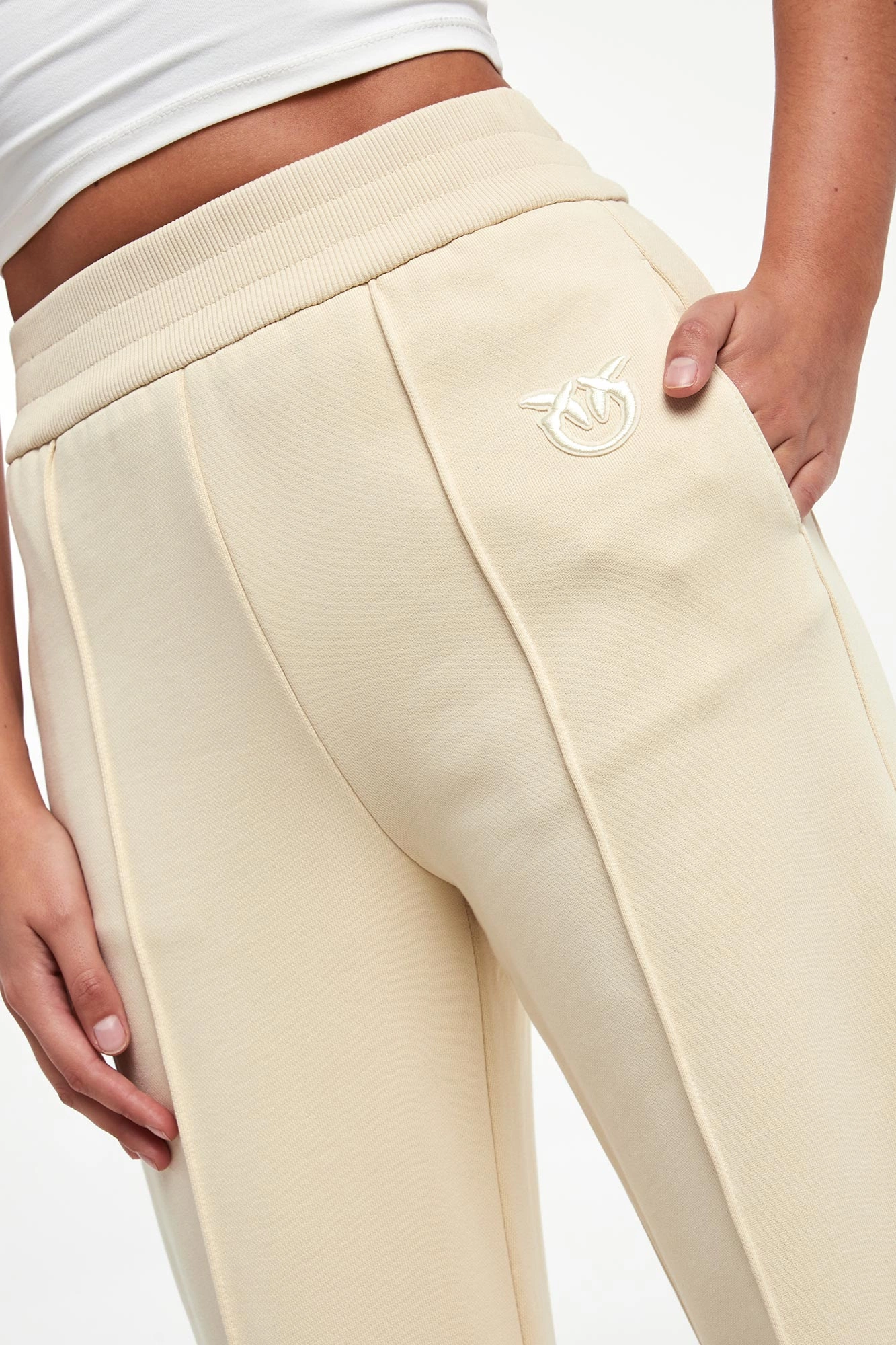 Mayu41【TATRAS】 PANTELLERIA Spodnie dresowe damskie Pasticciato PINKO Beżowy Wide 105646