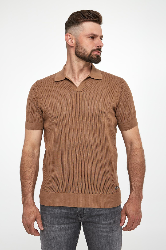 Polo męskie z dzianiny ażurowej KARL LAGERFELD