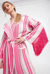 Płaszcz damski z frędzlami ELISABETTA FRANCHI