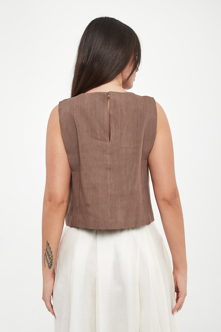 Top damski lniany Unione MARELLA MONOCHROME