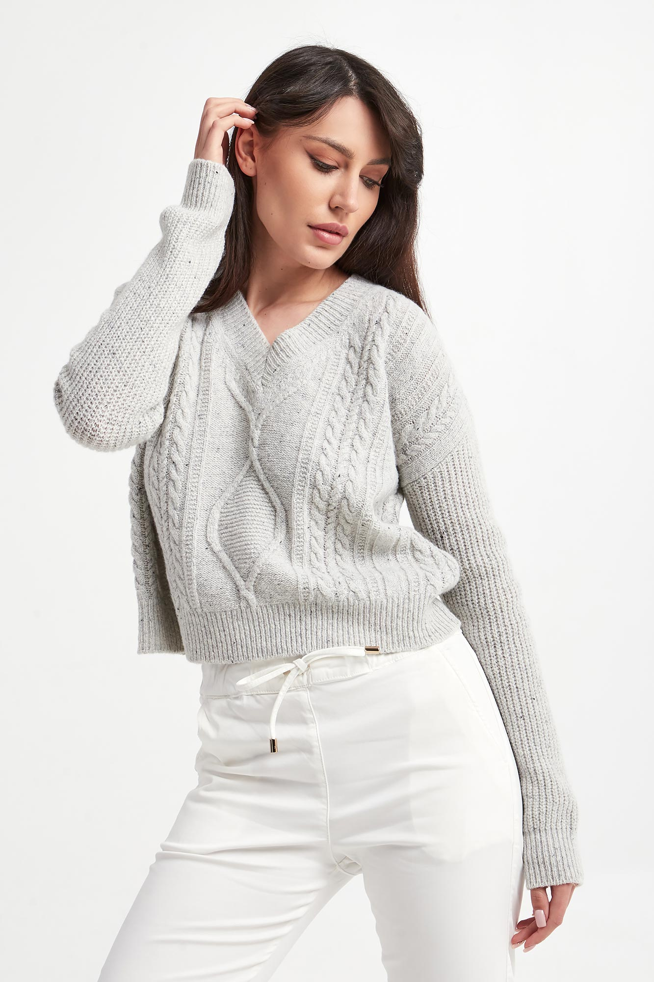 Sweter damski wełniany Carmela MAX MARA LEISURE Szary Regular