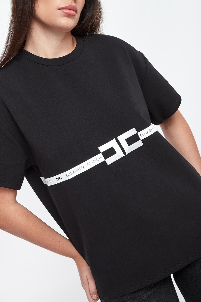 T-shirt damski z logo ELISABETTA FRANCHI