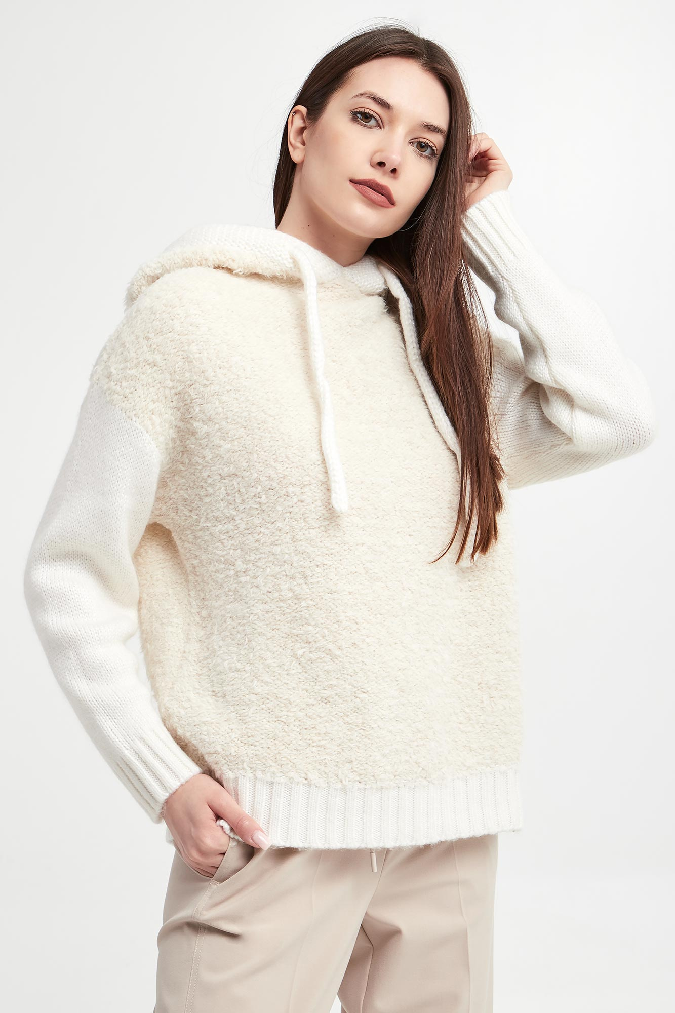 Sweter damski EMPORIO ARMANI Ecru Oversize