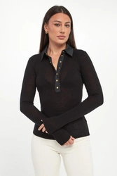 Sweter damski z kołnierzem polo ELISABETTA FRANCHI