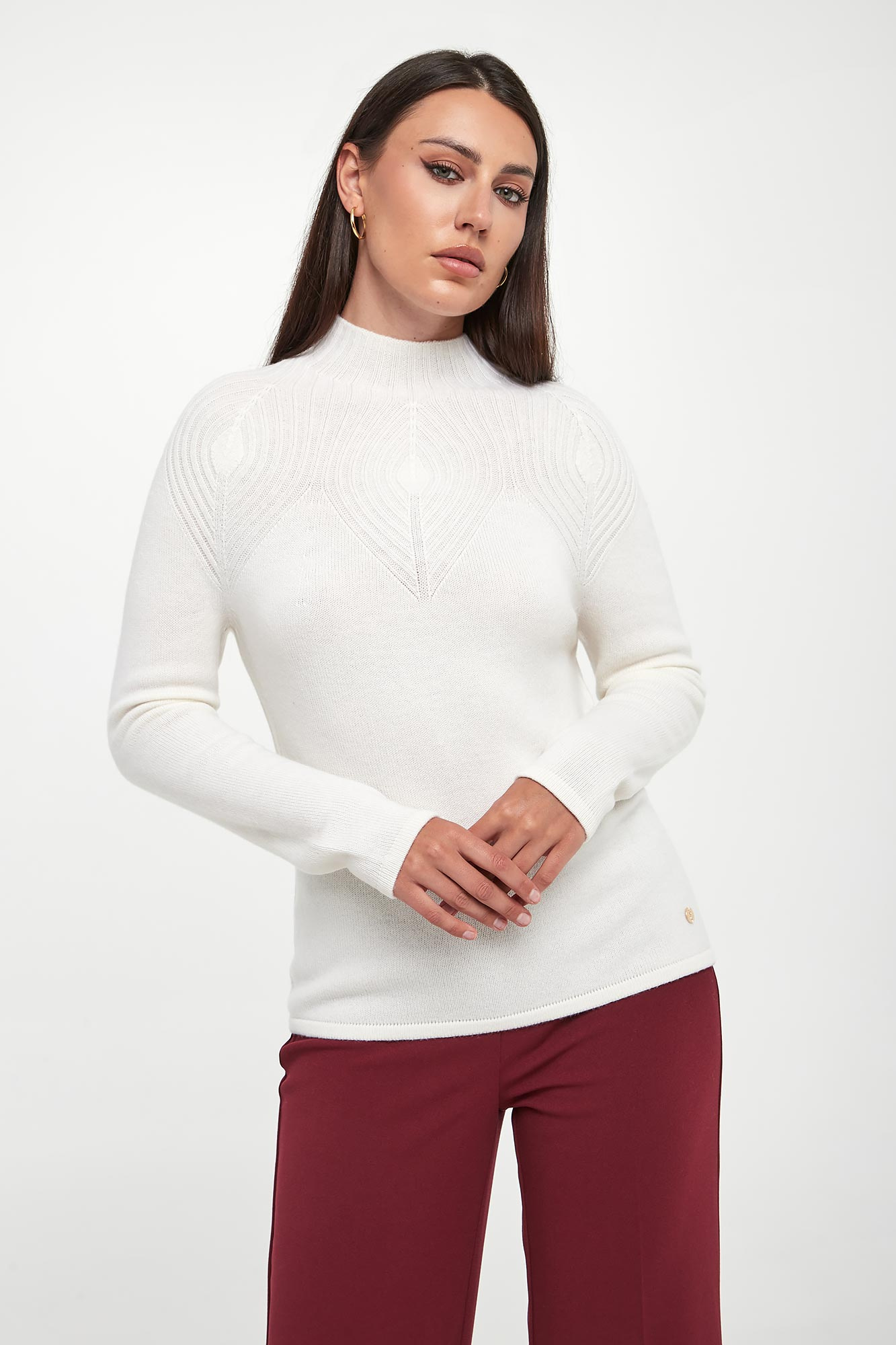 Sweter damski wełniany JOSEPH RIBKOFF Biały Slim