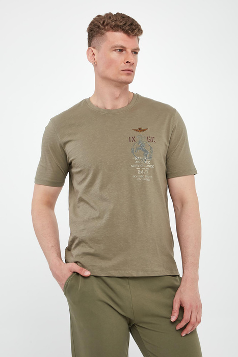  T-shirt męski z logo AERONAUTICA MILITARE