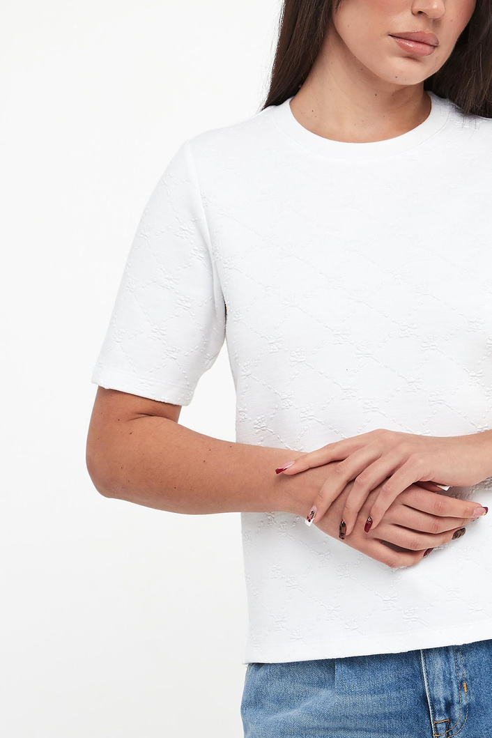 T-shirt damski z tłoczonym logo Trista JOOP!