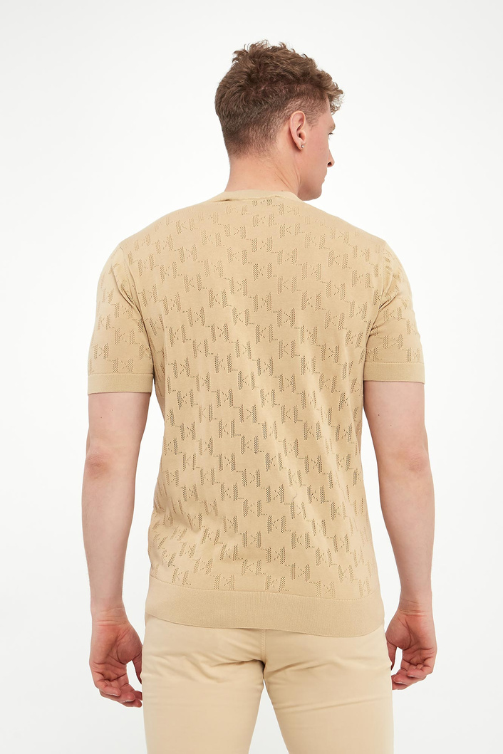 T-shirt męski z ażurowym logo KARL LAGERFELD
