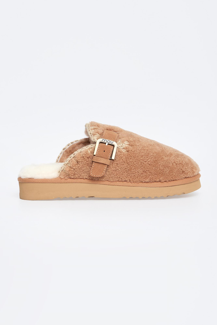 Klapki damskie skórzane Curly clog eskimo MOU