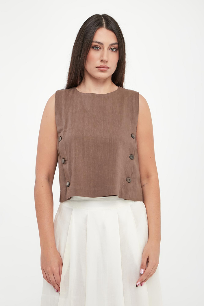 Top damski lniany Unione MARELLA MONOCHROME