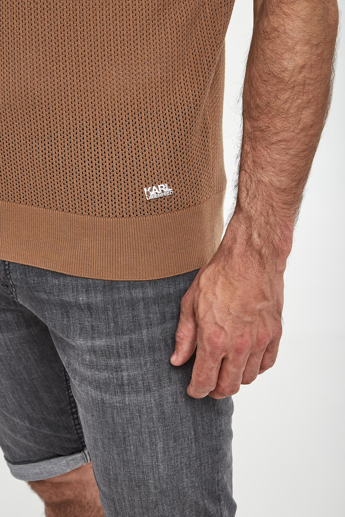 Polo męskie z dzianiny ażurowej KARL LAGERFELD