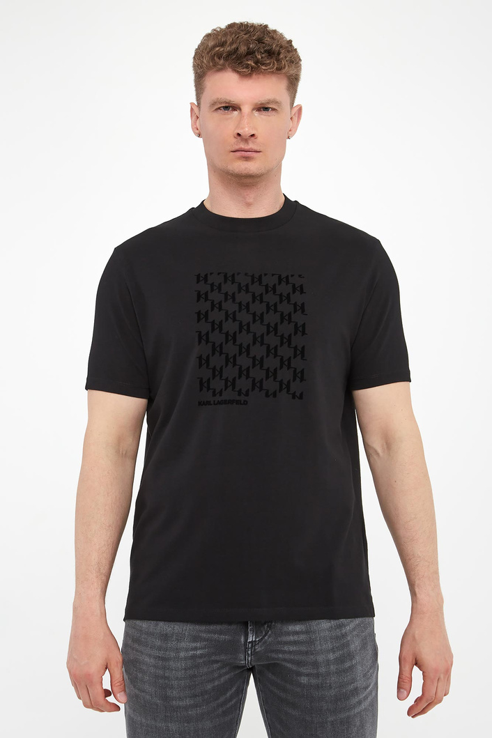 T-shirt męski z haftem KARL LAGERFELD