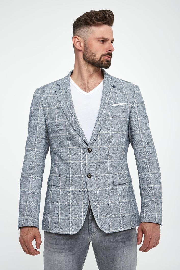 Marynarka męska w kratkę z lnem Hogiz JOOP! JEANS