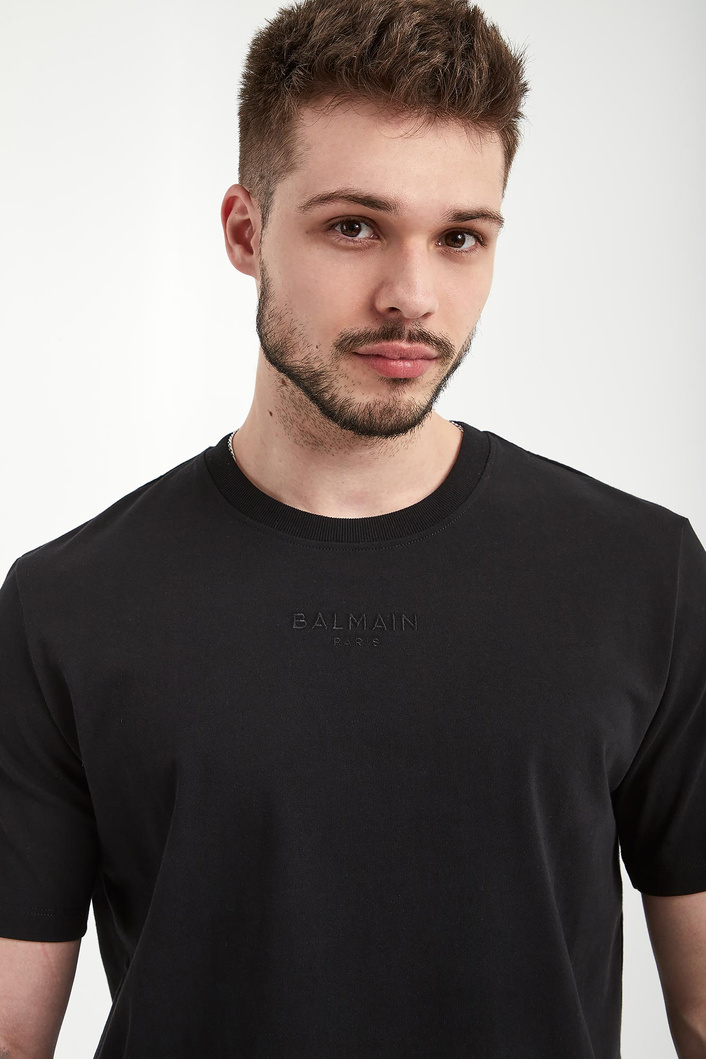 T-shirt męski z haftem BALMAIN