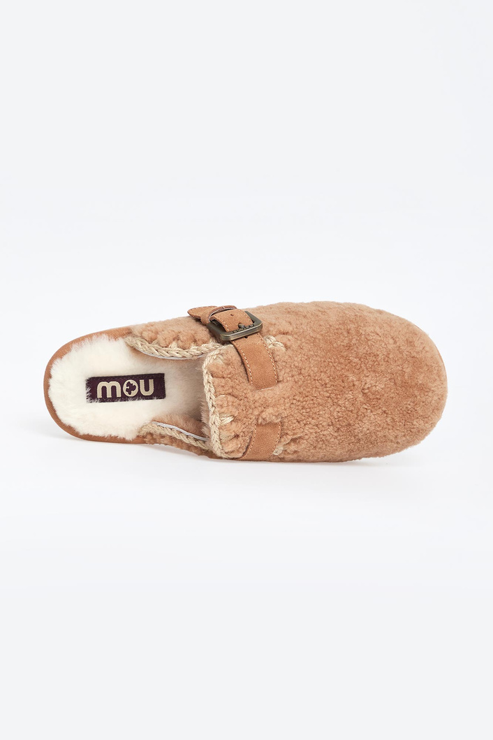 Klapki damskie skórzane Curly clog eskimo MOU