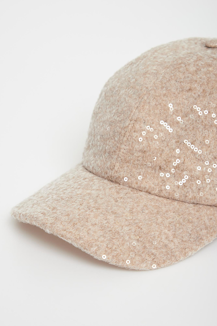 Czapka damska z daszkiem cekinowa PESERICO