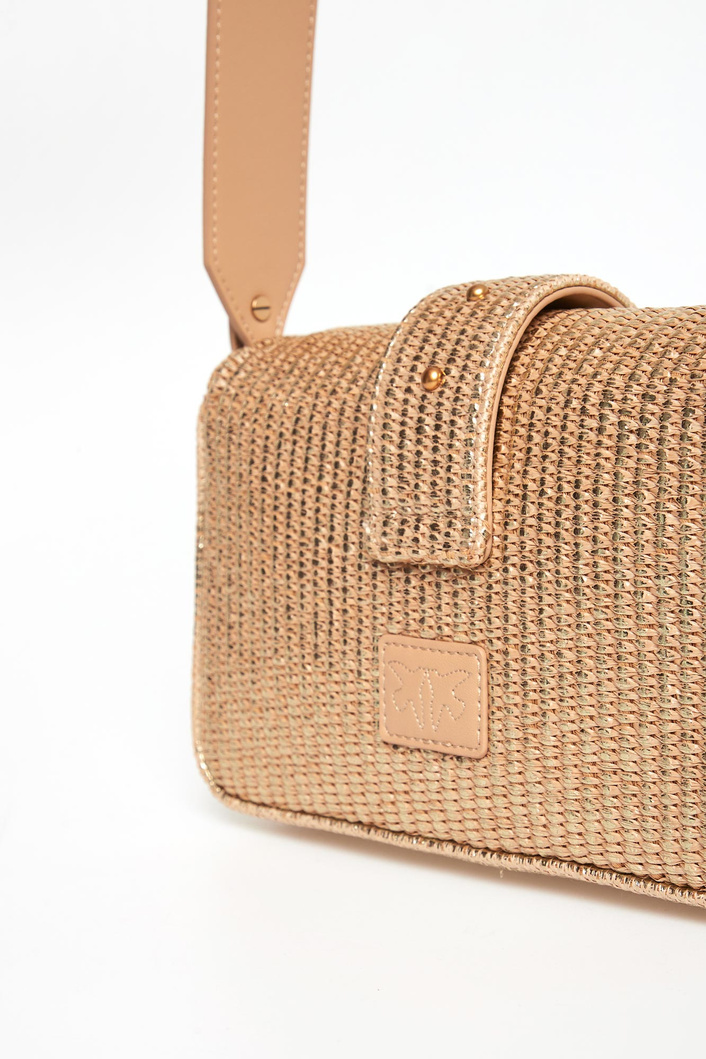 Torebka damska Love One Mini Slouchy Rafia Laminata PINKO