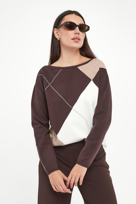 Sweter damski w romby JOSEPH RIBKOFF