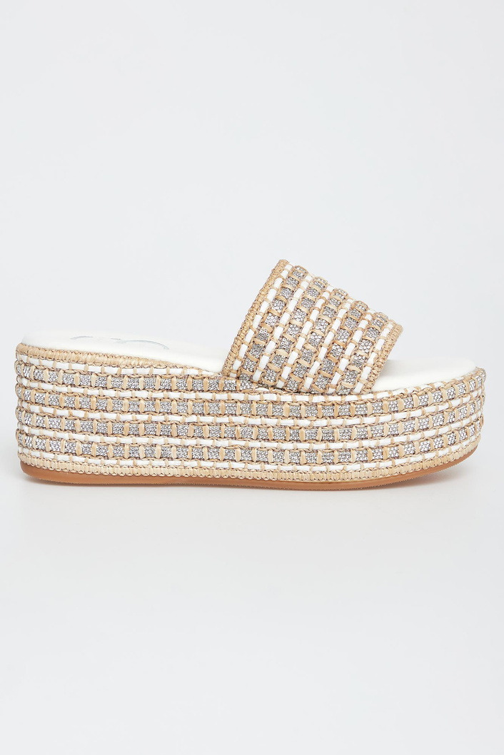 Klapki damskie skórzane na koturnach CESARE CASADEI