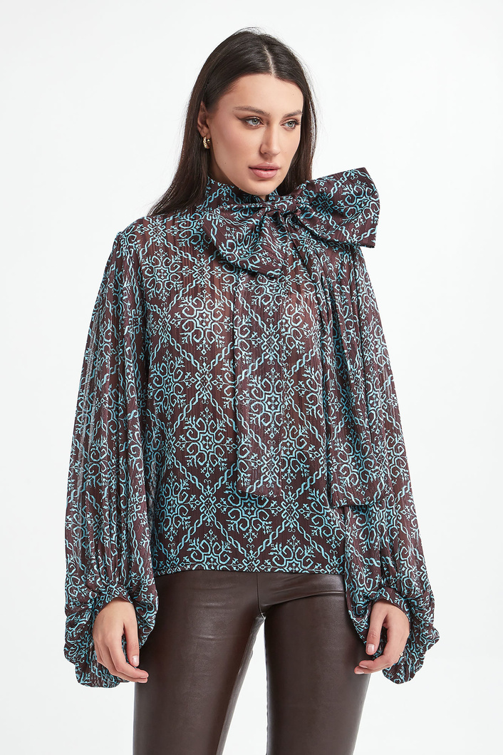 Bluzka damska wiązana przy szyi BABYLON