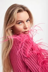 Sweter damski wełniany z piórami PATRIZIA PEPE