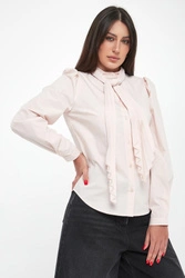 Koszula damska z popeliny z szarfą TWINSET