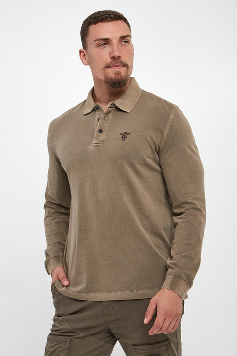 Longsleeve męski z kołnierzem polo AERONAUTICA MILITARE