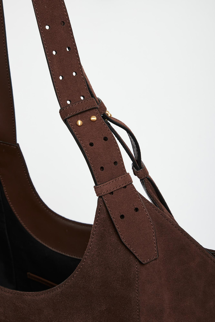 Torebka damska zamszowa skóra shooper PINKO