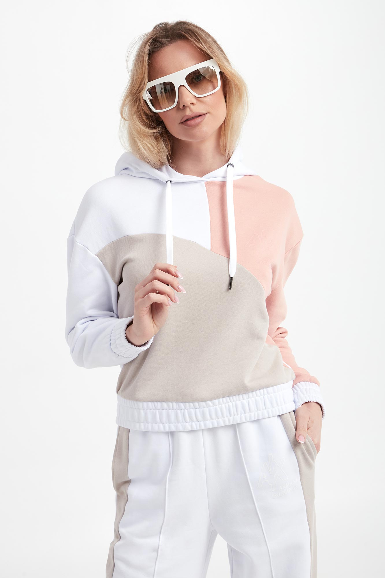 Bluza dresowa damska ARMANI EXCHANGE Biały Cropped
