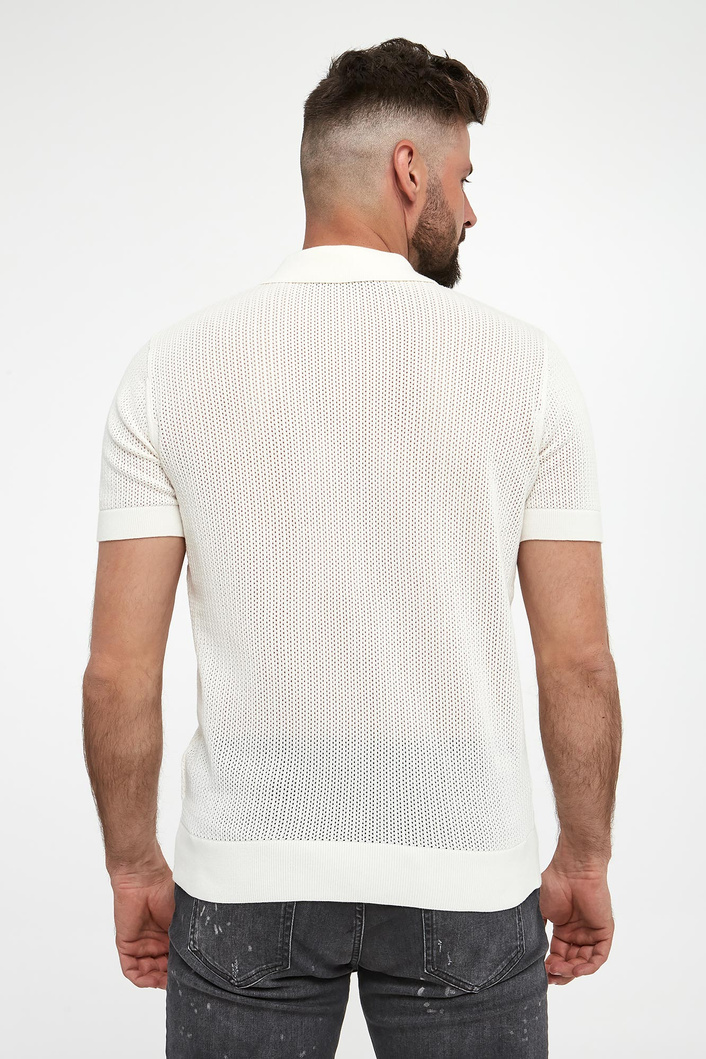 Polo męskie z dzianiny ażurowej KARL LAGERFELD