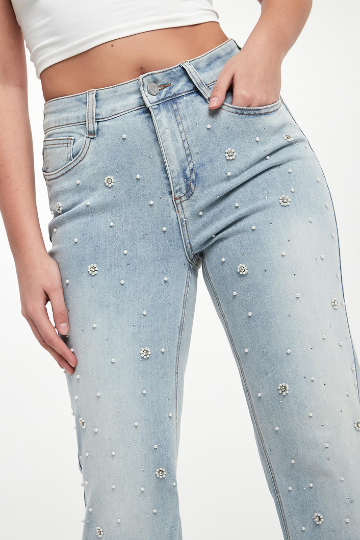 Jeansy damskie z perełkami JOSEPH RIBKOFF