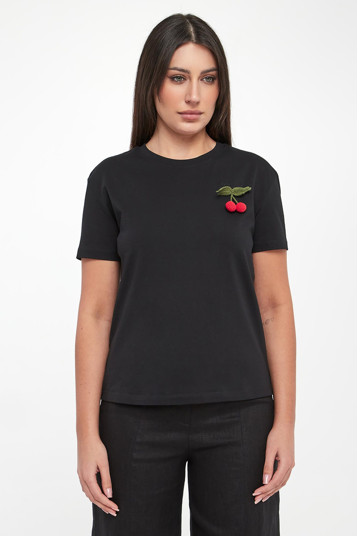 T-shirt damski z broszką TWINSET