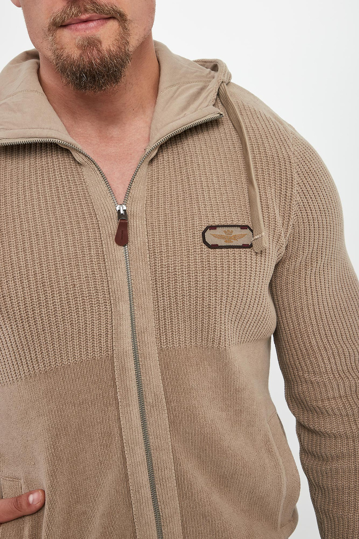 Sweter męski rozpinany z kapturem AERONAUTICA MILITARE
