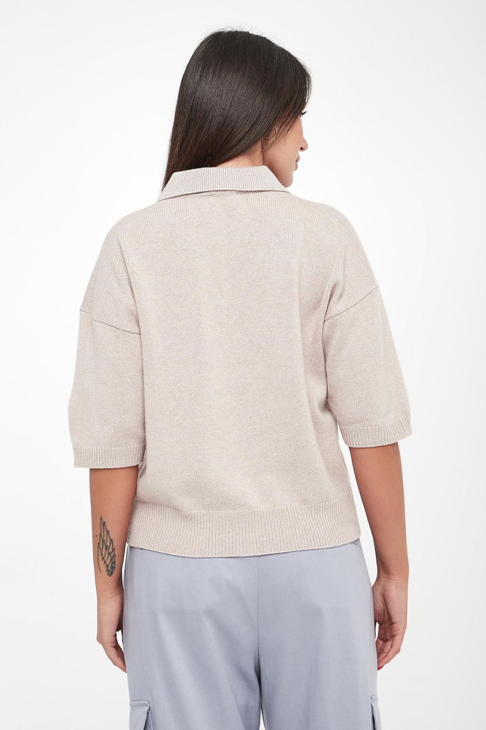 Sweter damski wełniany z kołnierzem polo PESERICO