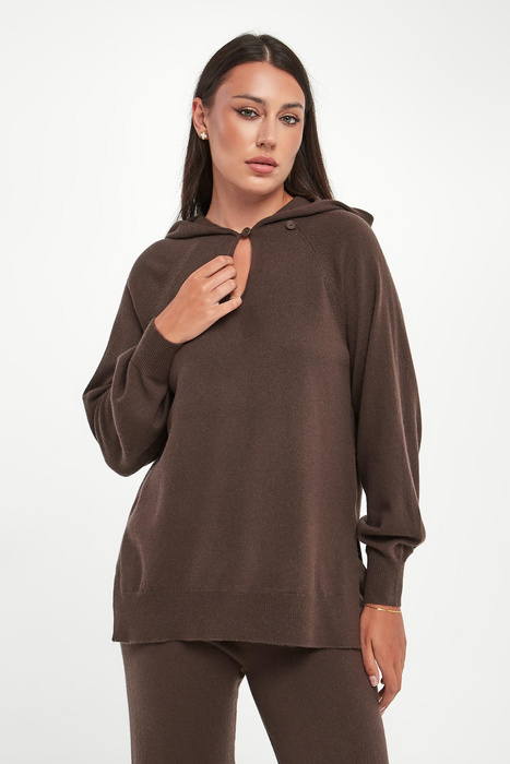 Sweter damski wełniany z kapturem Eguale MM