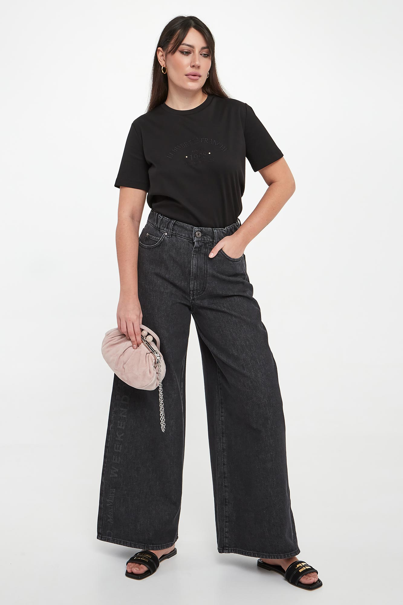 Jeansy damskie Vortice WEEKEND MAXMARA Grafitowy Wide