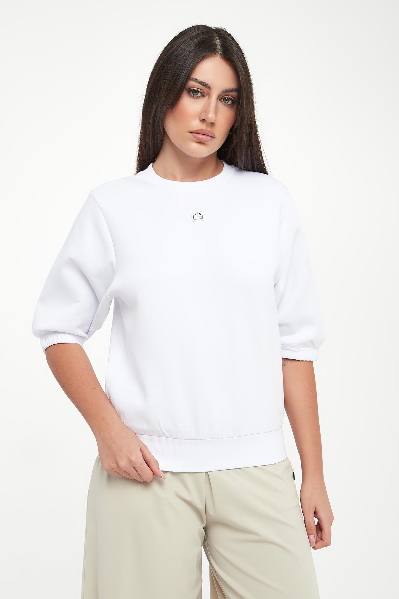 Bluza damska z krótkim rękawem ARMANI EXCHANGE Biały Regular