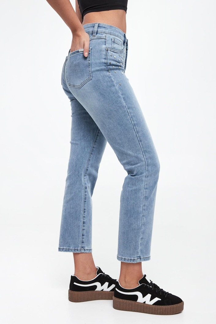 Jeansy damskie z kryształkami JOSEPH RIBKOFF