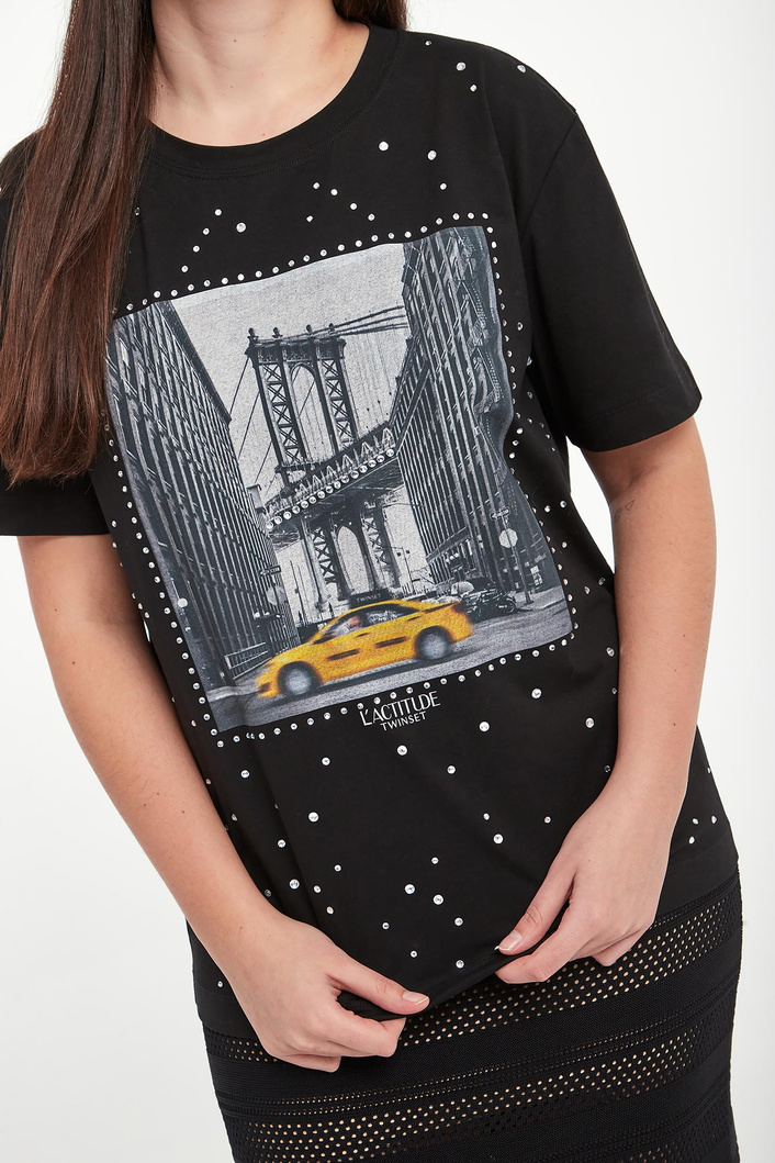 T-shirt damski z nadrukiem TWINSET ACTITUDE