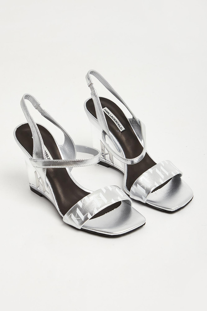 Sandały skórzane na koturnie KARL LAGERFELD